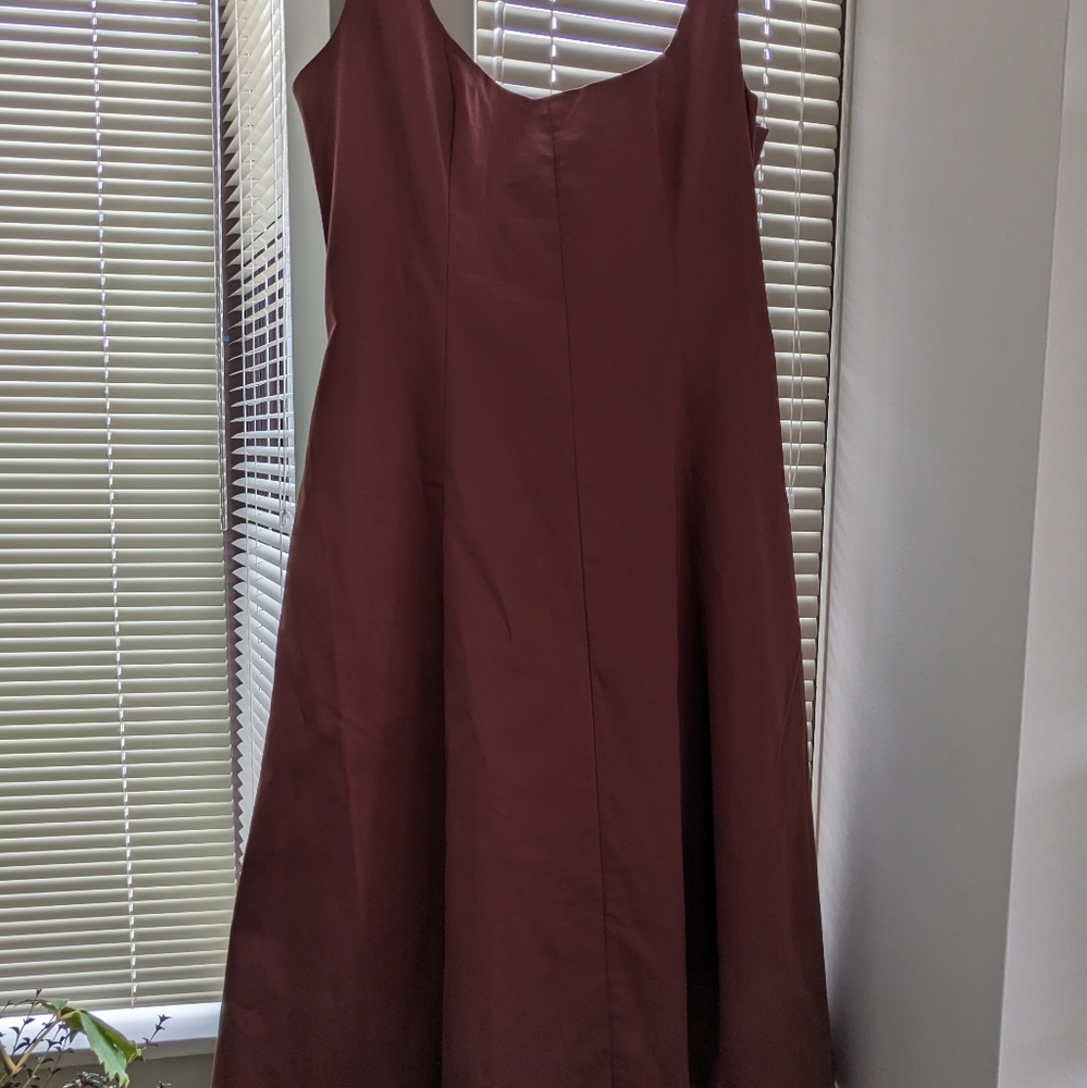 Club Monaco Wide Neck Panel Dress in cinnamon/red-brown